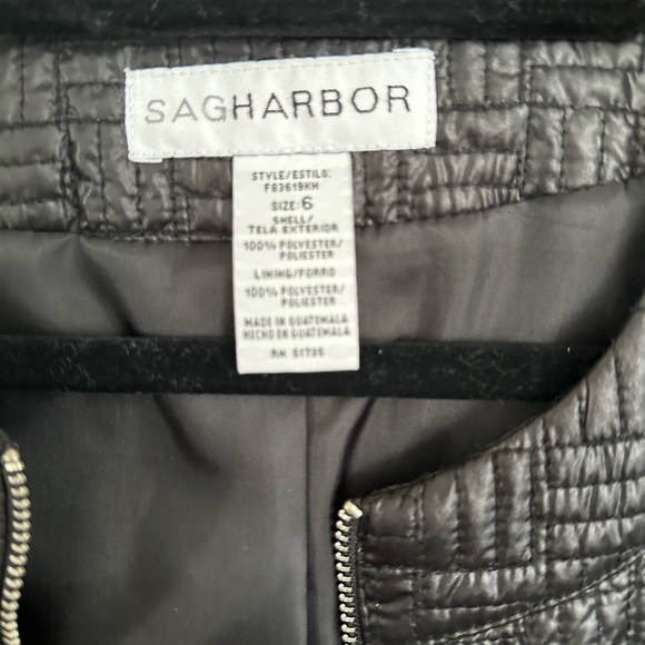 SAG HARBOUR SIZE 6 QUILTED TEXTURE ZIP BOMBER JACKET - Picture 2 of 4